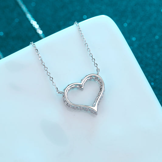 Moissanite 925 Sterling Silver Heart Shape Necklace Gift