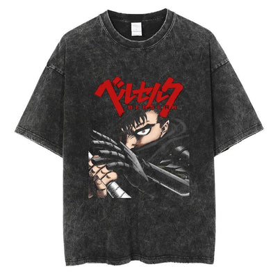 Vintage Washed Black Streetwear Tee for Men Stylish Fit