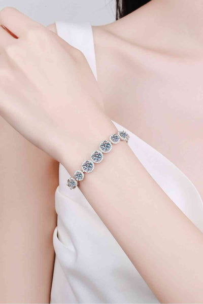 925 Sterling Silver Moissanite Bracelet 10.4 Carat Sparkling Jewelry for Elegant Everyday Wear