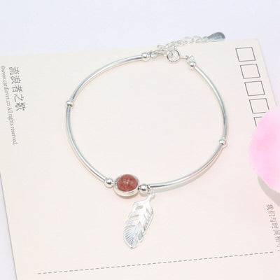 925 Sterling Silver Crystal Round Bead Feather Charm Bracelet & Bangles Adjustable Braclets For Women Wedding Jewelry SL261