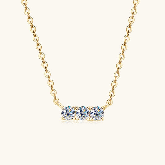925 Sterling Silver Inlaid Moissanite Bar Necklace Gift