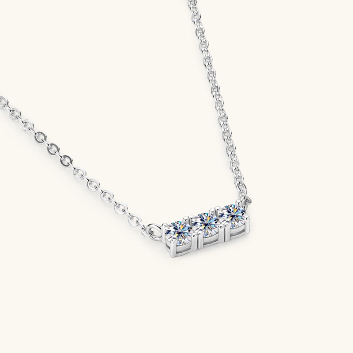 925 Sterling Silver Inlaid Moissanite Bar Necklace Gift