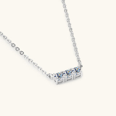 925 Sterling Silver Inlaid Moissanite Bar Necklace Gift