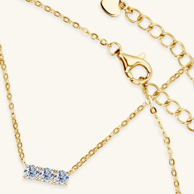 925 Sterling Silver Inlaid Moissanite Bar Necklace Gift