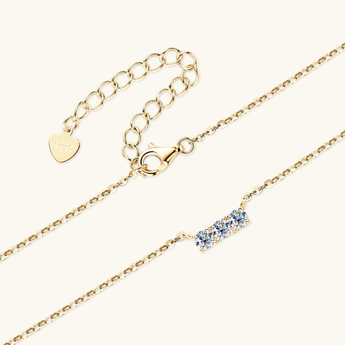 925 Sterling Silver Inlaid Moissanite Bar Necklace Gift