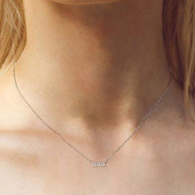 925 Sterling Silver Inlaid Moissanite Bar Necklace Gift