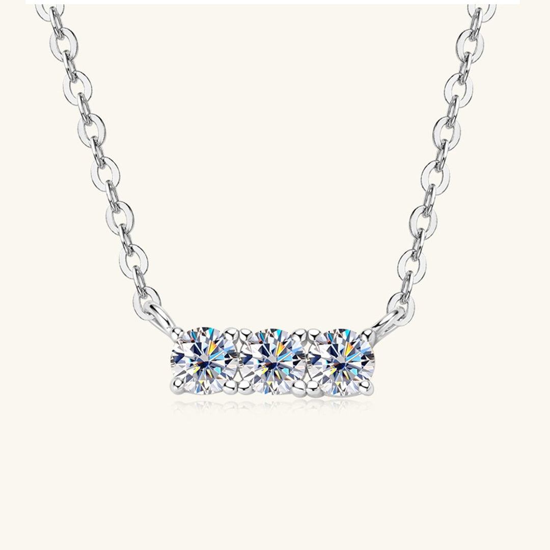 925 Sterling Silver Inlaid Moissanite Bar Necklace