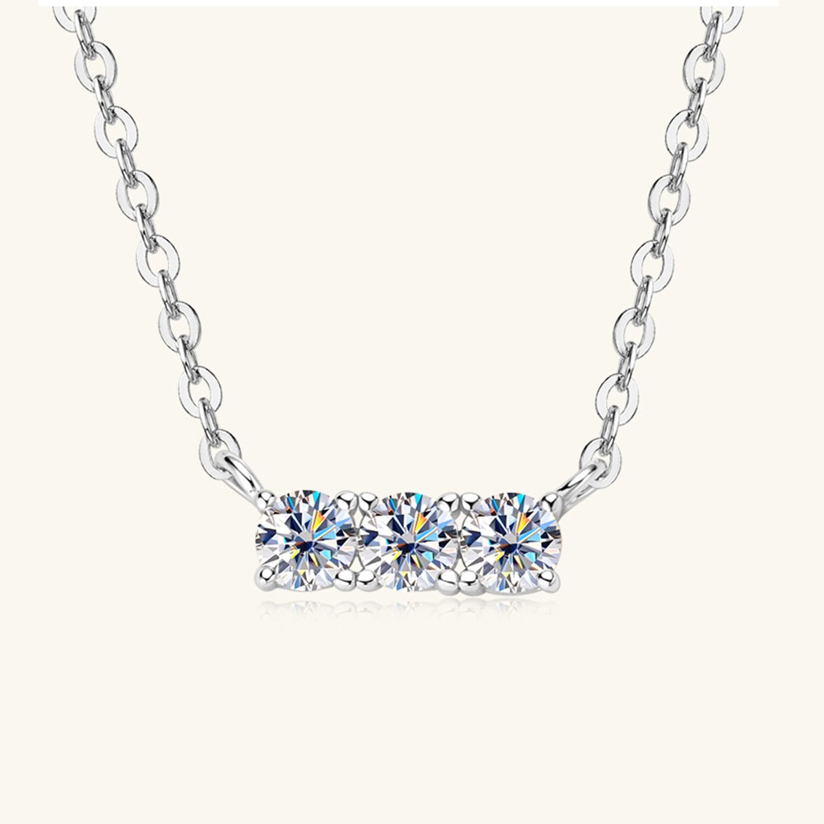 925 Sterling Silver Inlaid Moissanite Bar Necklace Gift