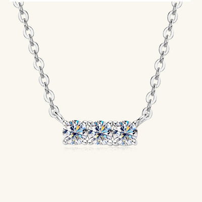 925 Sterling Silver Inlaid Moissanite Bar Necklace Gift