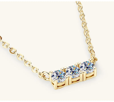 925 Sterling Silver Inlaid Moissanite Bar Necklace Gift