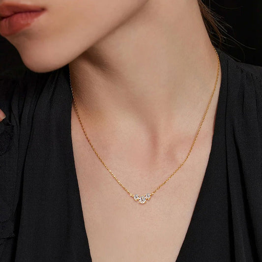 925 Sterling Silver Inlaid Moissanite Necklace Elegance