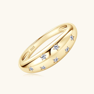 925 Sterling Silver Inlaid Moissanite Star Ring for Women