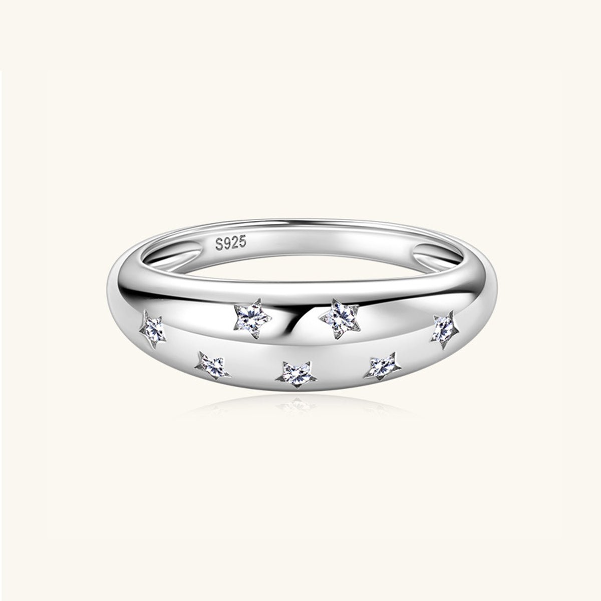 925 Sterling Silver Inlaid Moissanite Star Ring for Women