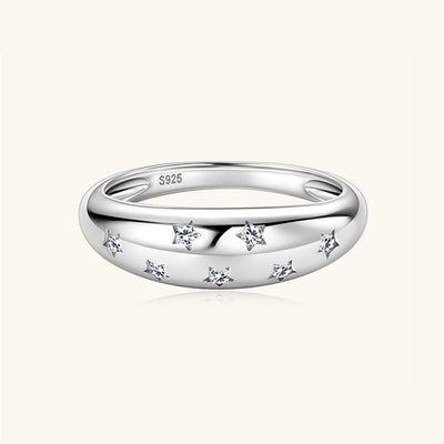 925 Sterling Silver Inlaid Moissanite Star Ring for Women