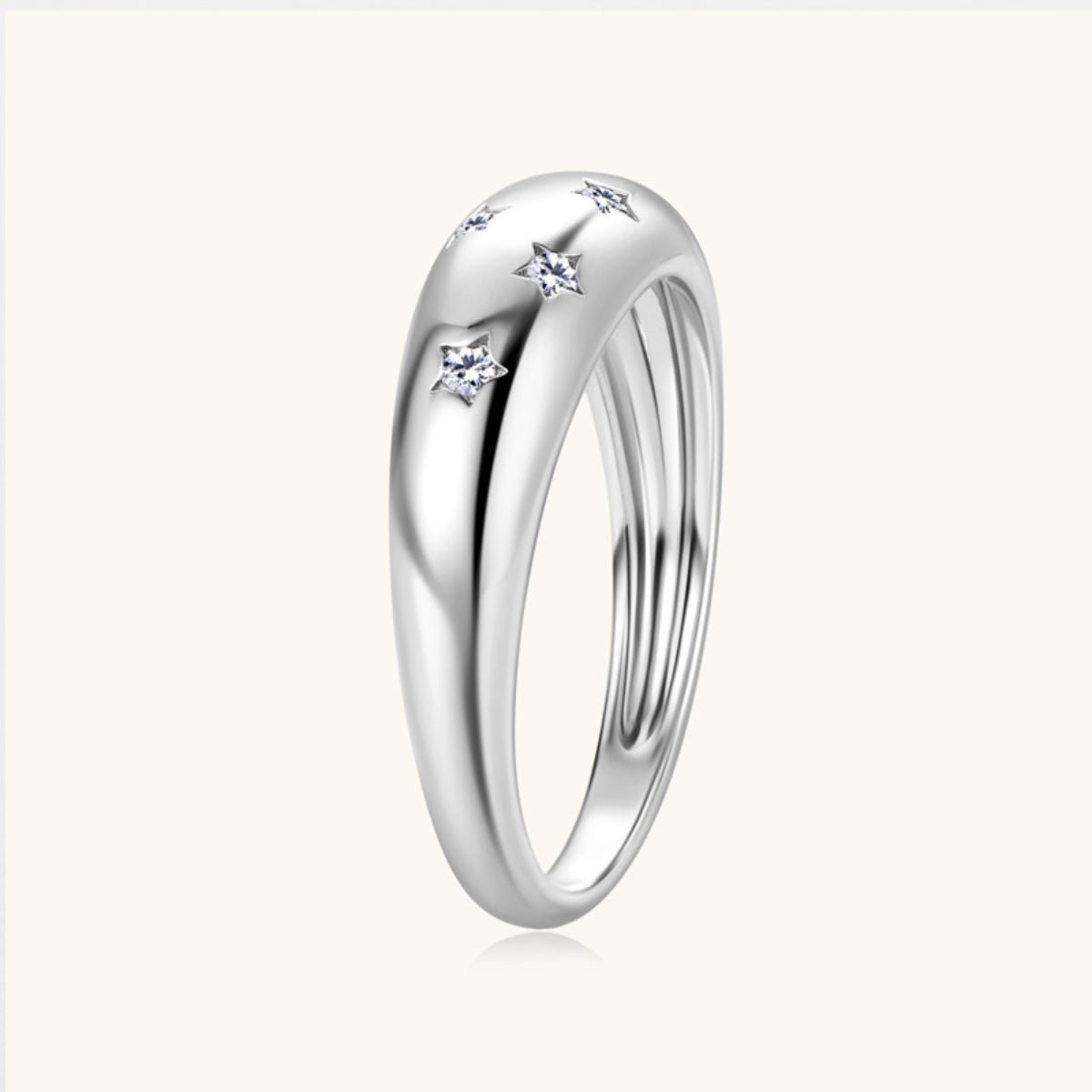 925 Sterling Silver Inlaid Moissanite Star Ring for Women