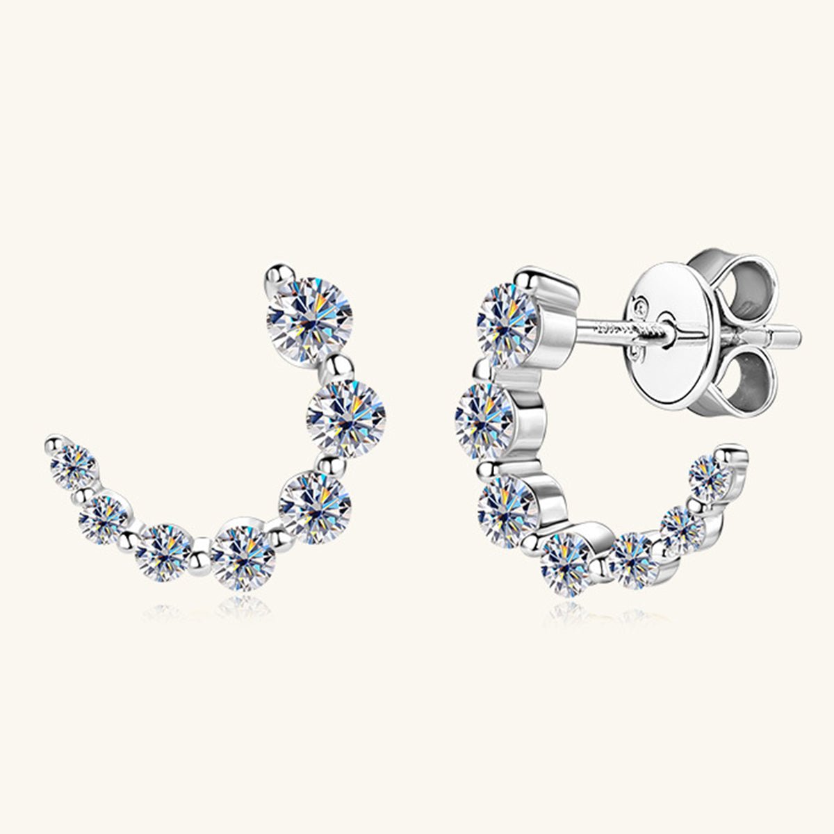 925 Sterling Silver Inlaid Moissanite Stud Earrings Set