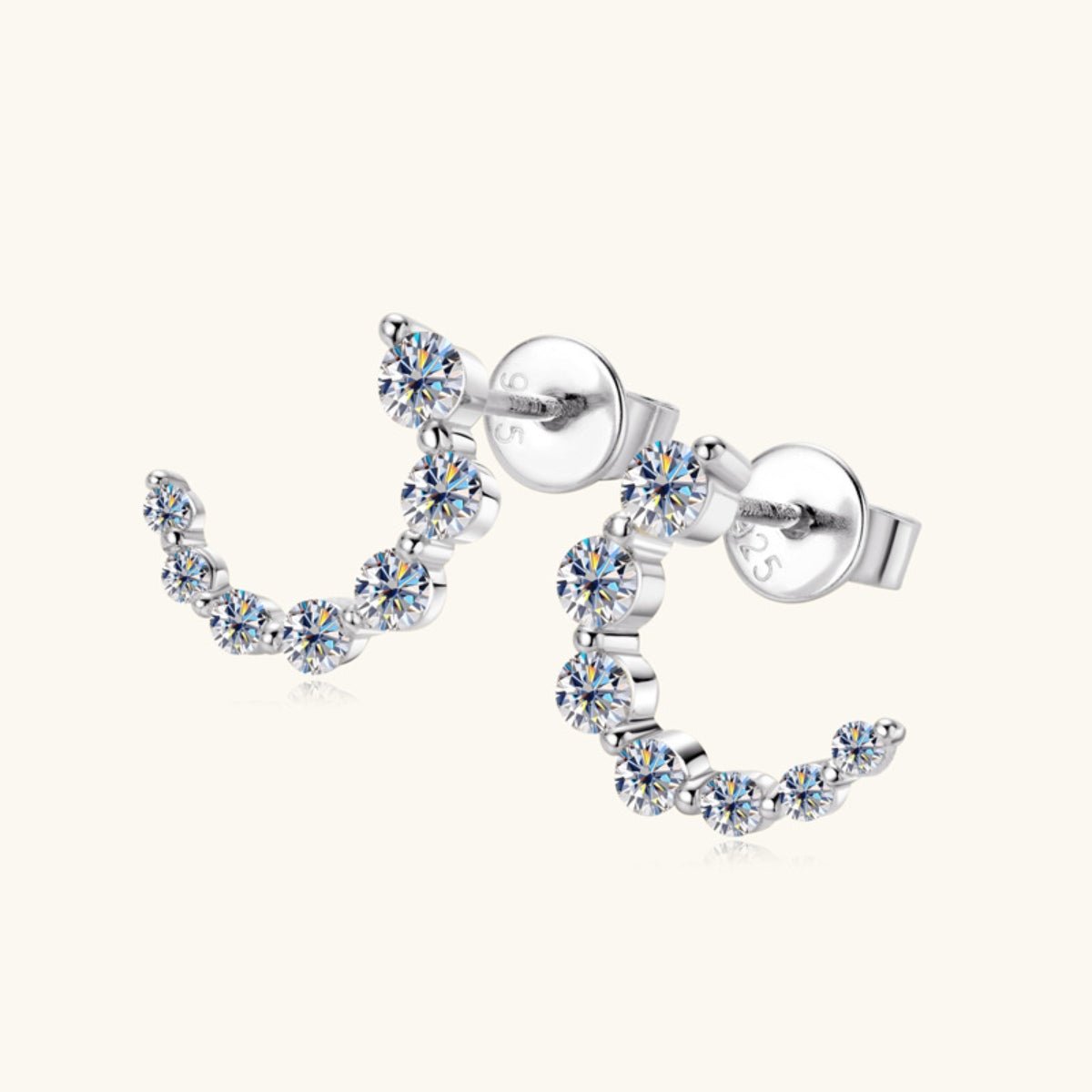 925 Sterling Silver Inlaid Moissanite Stud Earrings Set