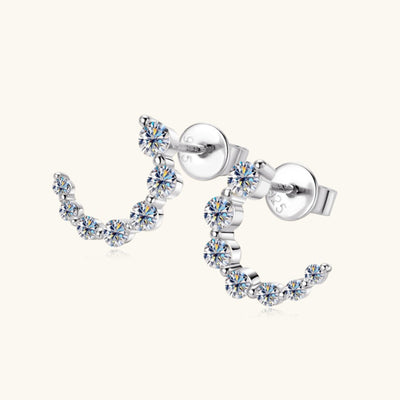 925 Sterling Silver Inlaid Moissanite Stud Earrings Set