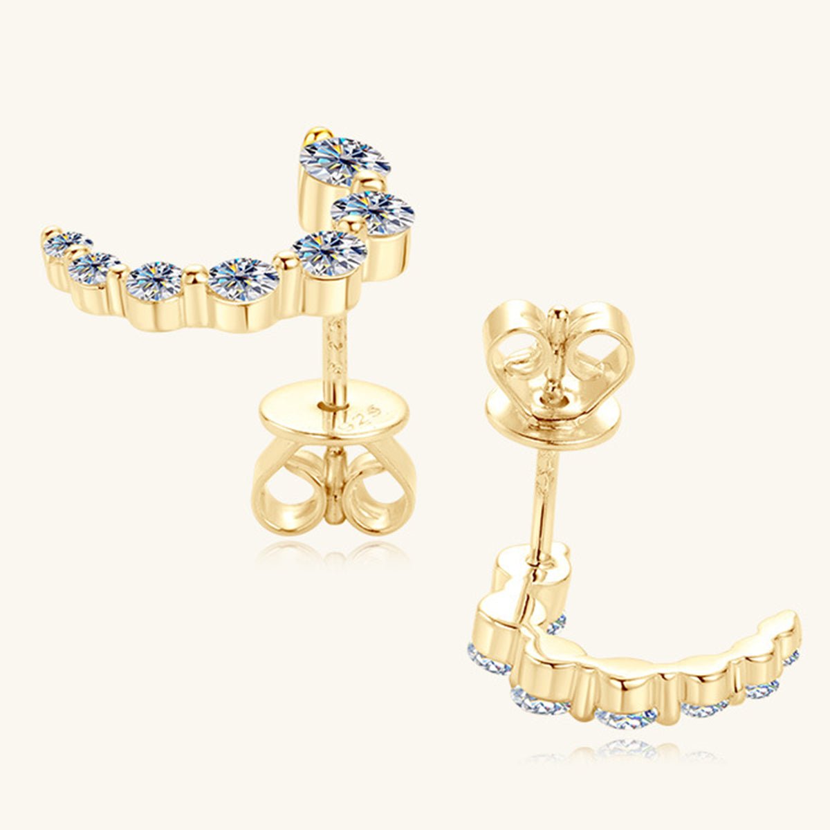 925 Sterling Silver Inlaid Moissanite Stud Earrings Set