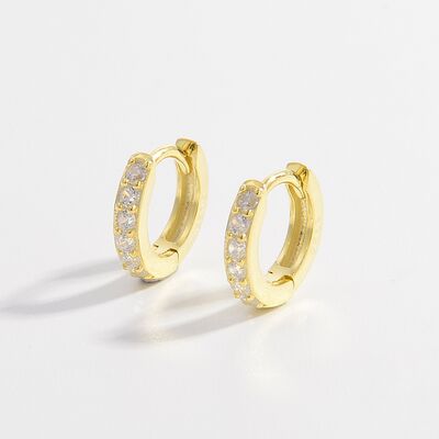 925 Sterling Silver Inlaid Zircon Huggie Earrings Set For Elegant Everyday Luxury Jewelry
