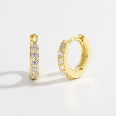 925 Sterling Silver Inlaid Zircon Huggie Earrings Set For Elegant Everyday Luxury Jewelry