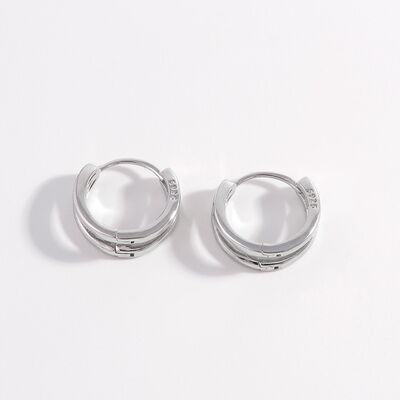 925 Sterling Silver Inlaid Zircon Huggie Earrings for Elegance