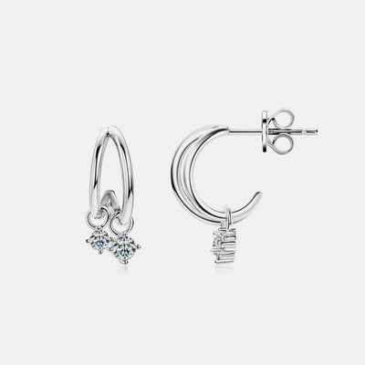 925 Sterling Silver Moissanite C-Hoop Earrings for Elegance