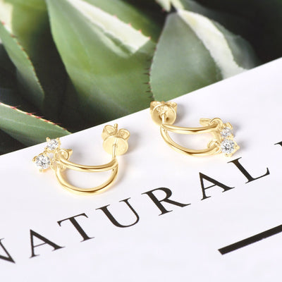 925 Sterling Silver Moissanite C-Hoop Earrings for Elegance