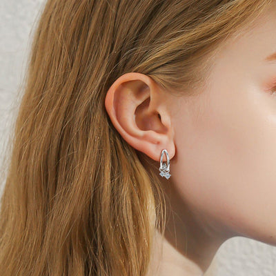 925 Sterling Silver Moissanite C-Hoop Earrings for Elegance