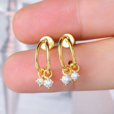 925 Sterling Silver Moissanite C-Hoop Earrings for Elegance