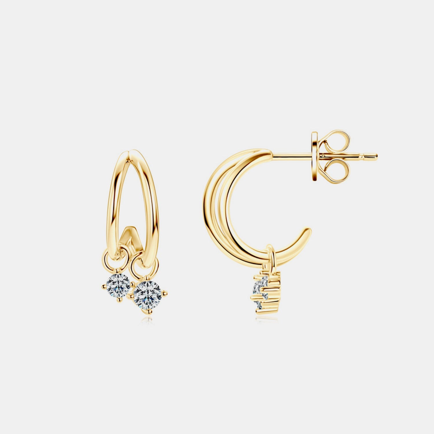 925 Sterling Silver Moissanite C-Hoop Earrings for Elegance