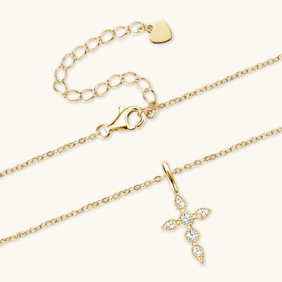 925 Sterling Silver Moissanite Cross Pendant Necklace Gift