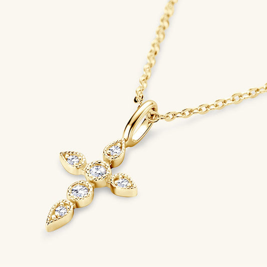 925 Sterling Silver Moissanite Cross Pendant Necklace Gift