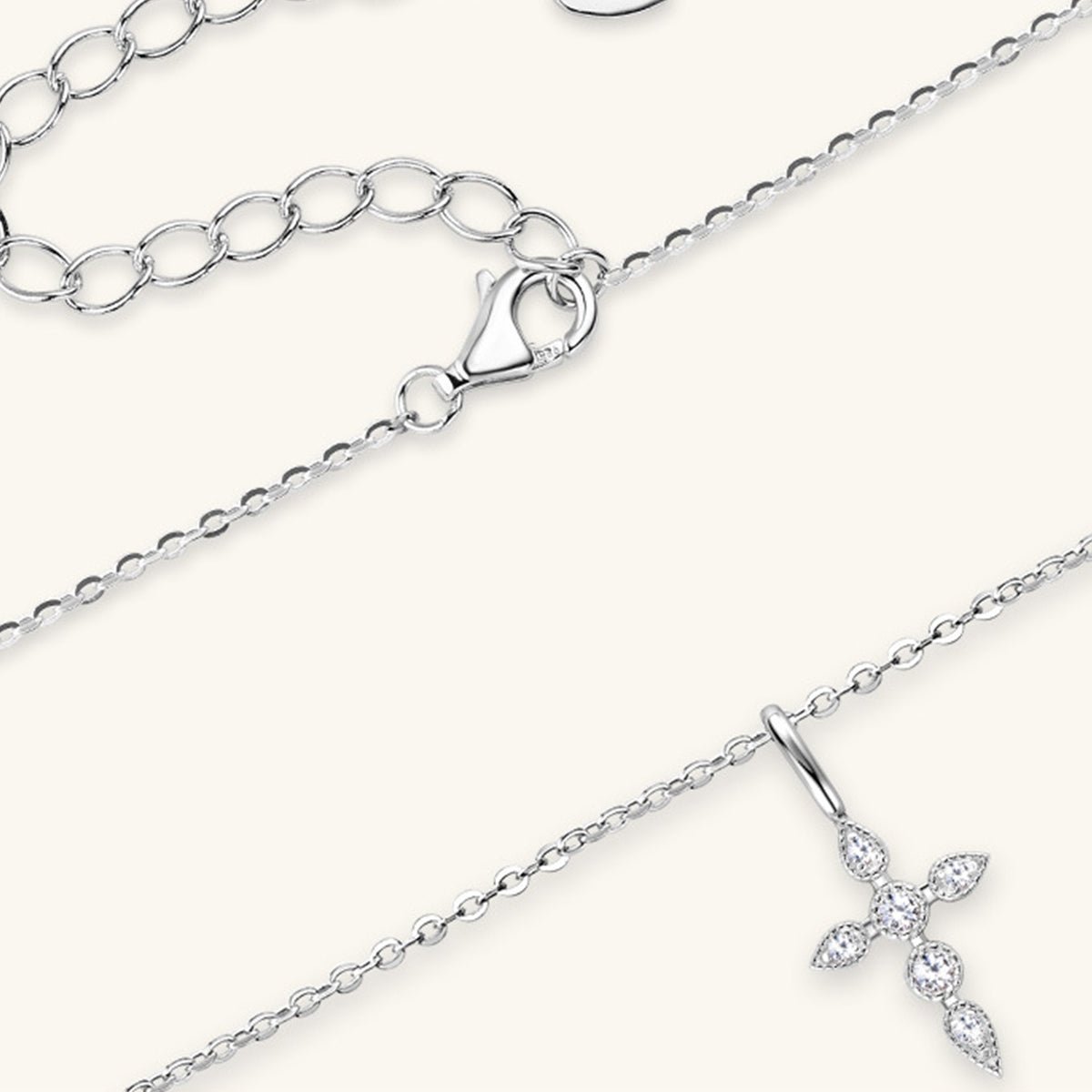 925 Sterling Silver Moissanite Cross Pendant Necklace Gift