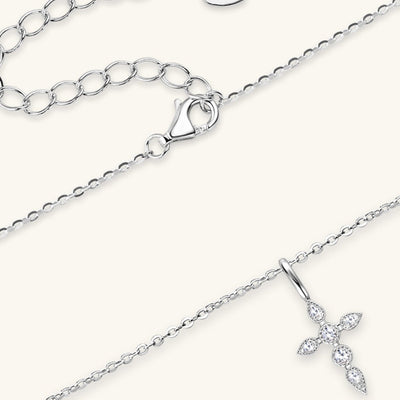 925 Sterling Silver Moissanite Cross Pendant Necklace Gift