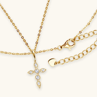 925 Sterling Silver Moissanite Cross Pendant Necklace Gift
