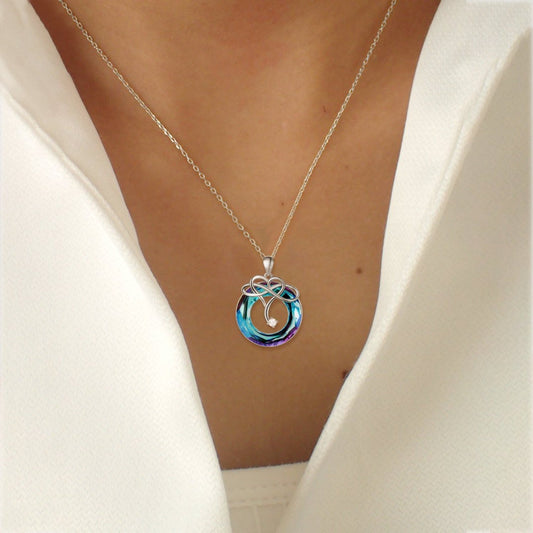 925 Sterling Silver Natural Crystal Pendant Necklace for Elegance