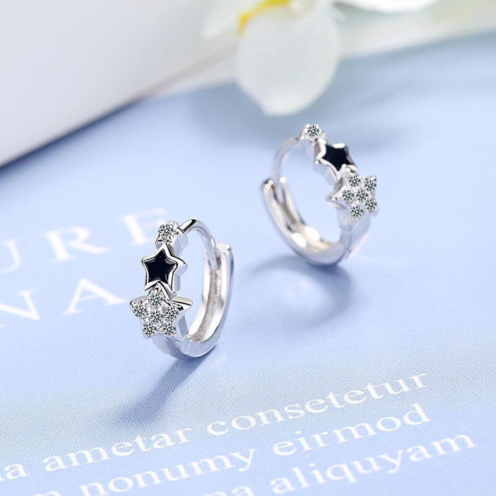925 Sterling Silver Prevent Allergy Handmade Earrings for Women Trendy Elegant Star Geometric Crystal Jewelry Gifts