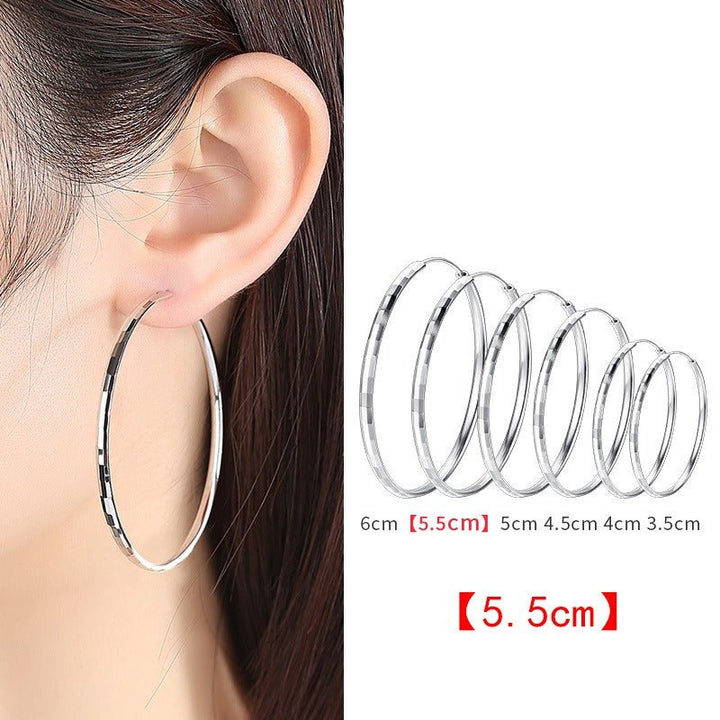 925 Sterling Silver Senior Sense Circle Earrings Female New Temperament Niche Design Sense Large Earrings Thin Earrings