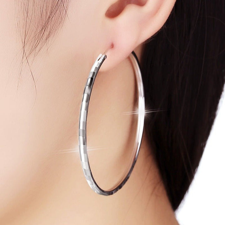 925 Sterling Silver Senior Sense Circle Earrings Female New Temperament Niche Design Sense Large Earrings Thin Earrings