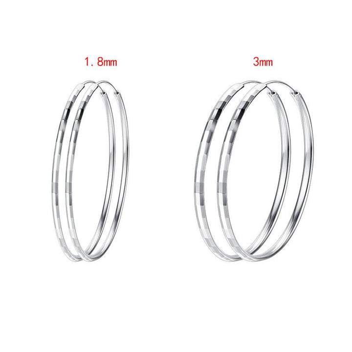 925 Sterling Silver Senior Sense Circle Earrings Female New Temperament Niche Design Sense Large Earrings Thin Earrings