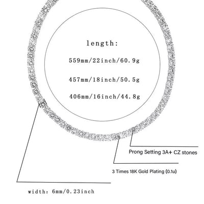 925 Sterling Silver Tennis Chain