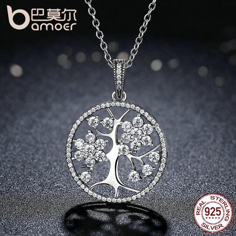925 Sterling Silver Tree of Life Round Pendant Necklaces PSN013