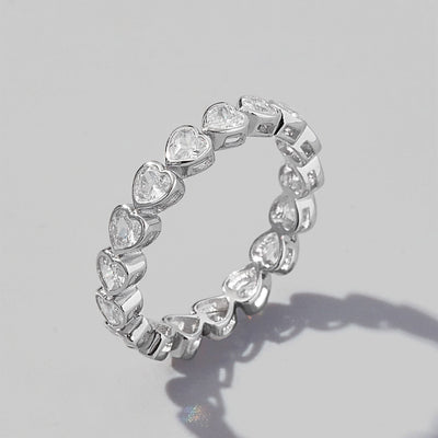 925 Sterling Silver Zircon Heart Ring for Elegant Style