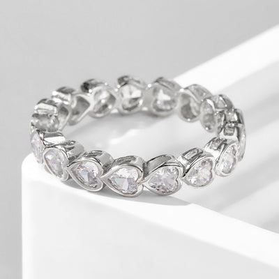 925 Sterling Silver Zircon Heart Ring for Elegant Style