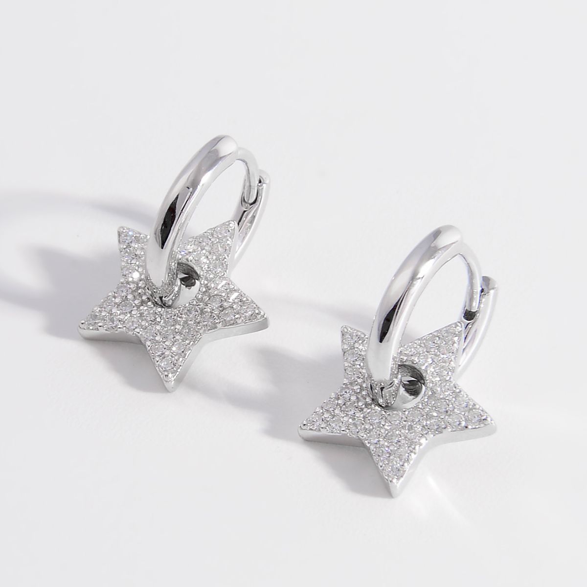 925 Sterling Silver Zircon Star Earrings for Elegant Style