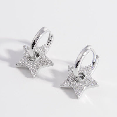925 Sterling Silver Zircon Star Earrings for Elegant Style