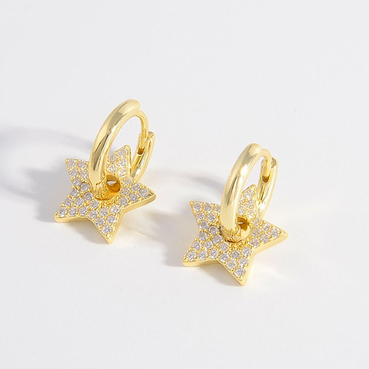 925 Sterling Silver Zircon Star Earrings