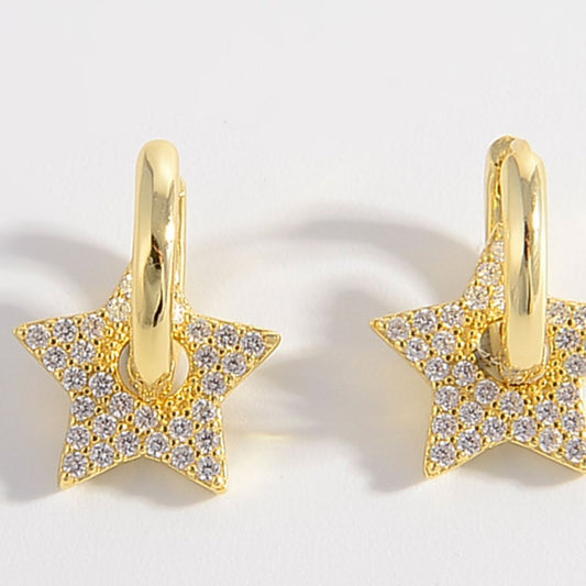 925 Sterling Silver Zircon Star Earrings for Elegant Style