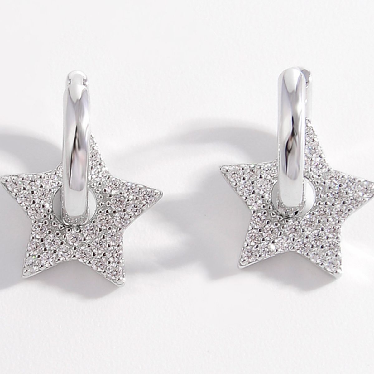 925 Sterling Silver Zircon Star Earrings for Elegant Style